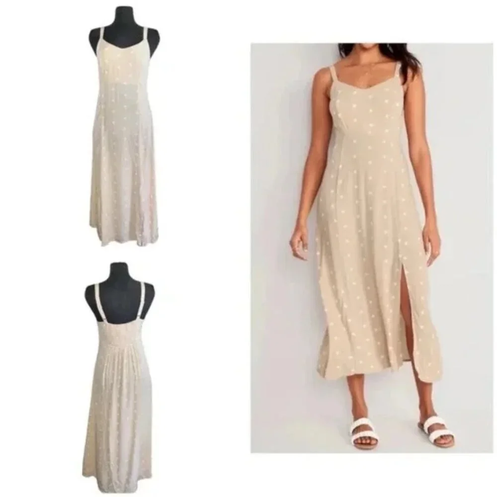 NWT OLD NAVY - Polka-Dot Smocked Maxi Slip Rayon  Dress for Women Small - Picture 7 of 7